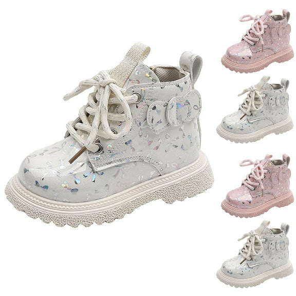 Puntoco Kids Girls' Boots Children's Boots Outdoor Boots Girls' Plush Short Boots Boys' boots Winter Snow Boots for Kids White 12(30)