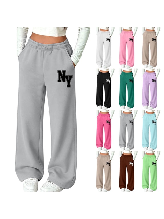 Kids Print Fleece Lined Jogger Pants Warm Winter Sweatpants with Side Pockets White-A
