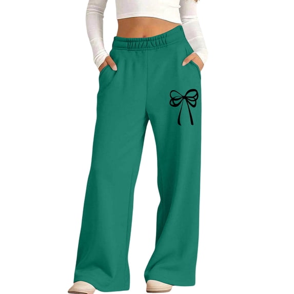 Puntoco Kids Printed Fleece Lined Sweatpants Warm Winter Joggers with Side Pockets Green