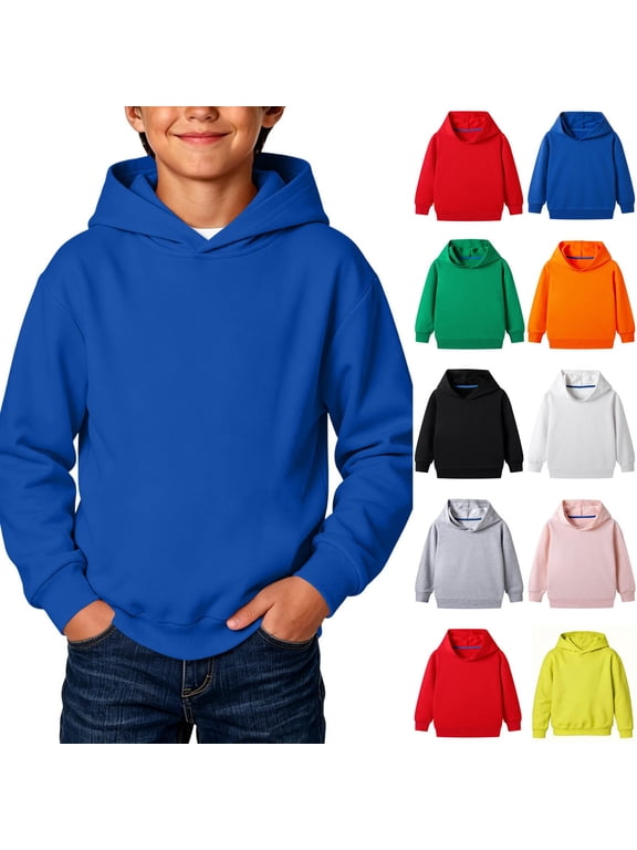 Kids Pullover Hoodie Lightweight Casual Sweatshirt with Kangaroo Pocket for Boys Girls Fall Yellow 1-2Years