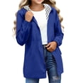 thumbnail image 1 of Puntoco Kids Rain Jacket Boys Girls Waterproof Hooded Raincoats Fashion Lightweight Windbreaker Fall Zip Jackets with Pockets Blue 15 Years, 1 of 5