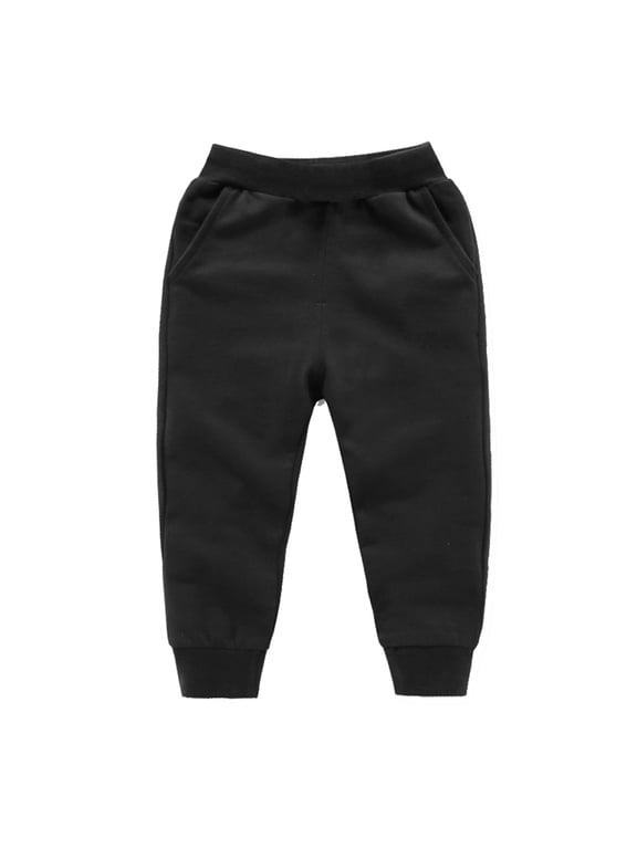 Kids Solid Sweatpants Soft Casual Joggers for Loungewear Activewear 12M-10Y Black 2T()