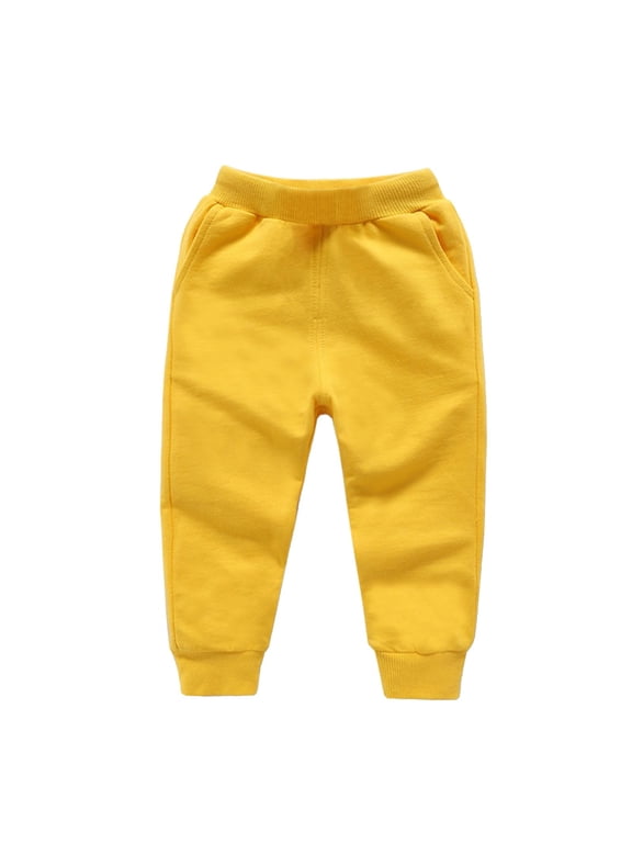 Kids Solid Sweatpants Soft Casual Joggers for Loungewear Activewear 12M-10Y Yellow 12Months()