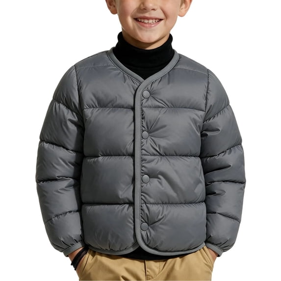Kids Racing Jacket Puntoco Kids V-Neck Quilted Jacket, Snap Button Long Sleeve Lightweight ...