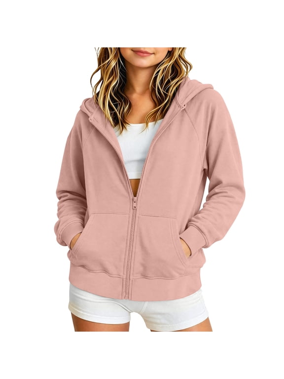 Kids Zip-Up Hoodie Fleece Lined Pullover Sweatshirt with Pocket for Boys Girls Pink 9 Years