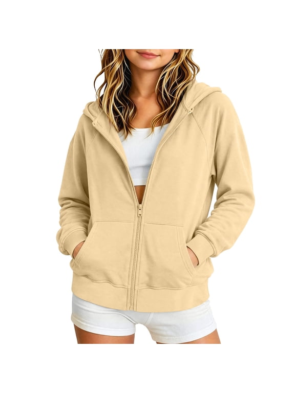 Kids Zip-Up Hoodie Fleece Lined Pullover Sweatshirt with Pocket for Boys Girls Yellow 12 Years