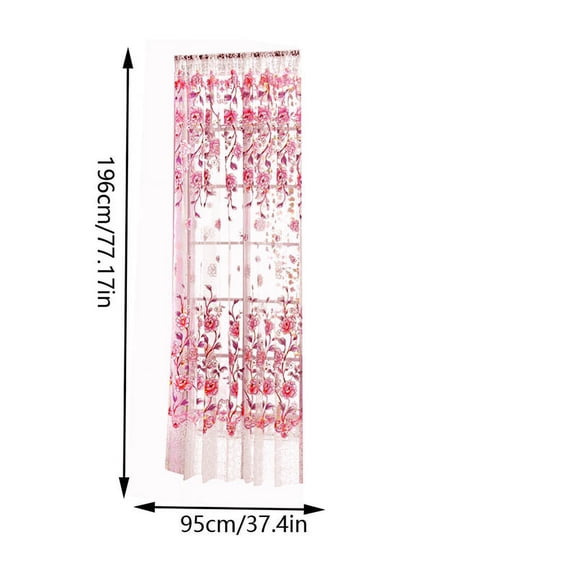 Puntoco Lace Curtains with Attached Valances 1 Panels 63 Inch Length, Floral Embroidered Semi Sheer Small Drapes Rod Pocket Decorative Victorian Window Treatments
