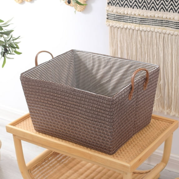 Puntoco Laundry Basket Foldable Laundry Basket Dirty Laundry Basket Protective Sisal Rope Handle for College Dorms Bathroom Bedroom Laundry Hamper 19.6x15.3x15.3in