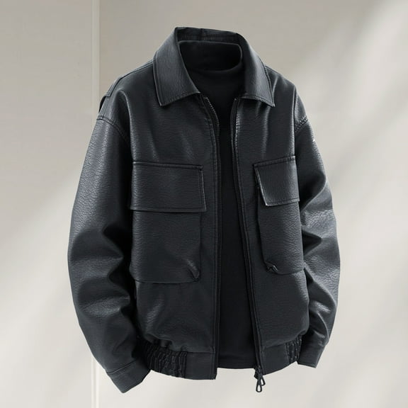 Puntoco Leather Jacket for Men - Vintage Trucker Mens Leather Jackets Black XXXXL(XXXXL)