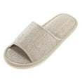 thumbnail image 1 of Puntoco Linen Open Toe Slippers, Soft and Silent Home Slippers for Couples, Casual Comfortable Breathable non-slip Indoor and Outdoor Slippers Men/Women Beige 10.5(44-45), 1 of 9