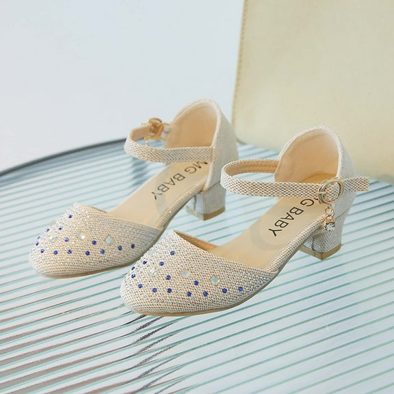 Puntoco Little Girls Dress Shoes Mary Jane Bow Flower Wedding Party Bridesmaids Shoe Glitter Sequins Rhinestone Princess Ballet Flats Kids Shoes