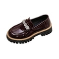 thumbnail image 1 of Puntoco Loafers for Women'S Patent Leather Low Heel Metal Buckle Slip On Moccasins Dress Shoes Casual Round-Toe Comfort Business Uniform Driving Walking Shoes Brown 5.5(36), 1 of 9