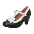 thumbnail image 1 of Puntoco Mary Jane Heels for Women Bow Platform High Heels Kawaii Shoes Dress Round Toe Pumps Black 5.5(36), 1 of 7