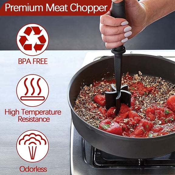 Puntoco Meat Ground with 5 Curved Blades Heat Meat Crusher Tools for Meat Kitchen Household Tools without Scratches
