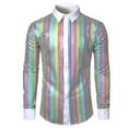 thumbnail image 1 of Puntoco Men Dress Shirt Sequins Long Sleeve Button Down Shirt Luxury Disco Party Nightclub Christmas Prom Costume Winter Clothing for Men Light Blue XXL(XXL), 1 of 2
