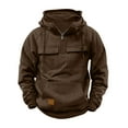thumbnail image 1 of Puntoco Men Fashion Solid ZIpper Pullover Hoodies Workout Multi Pocket Outdoor Sports Sweatshirt Winter Jackets Coffee 4(S), 1 of 5