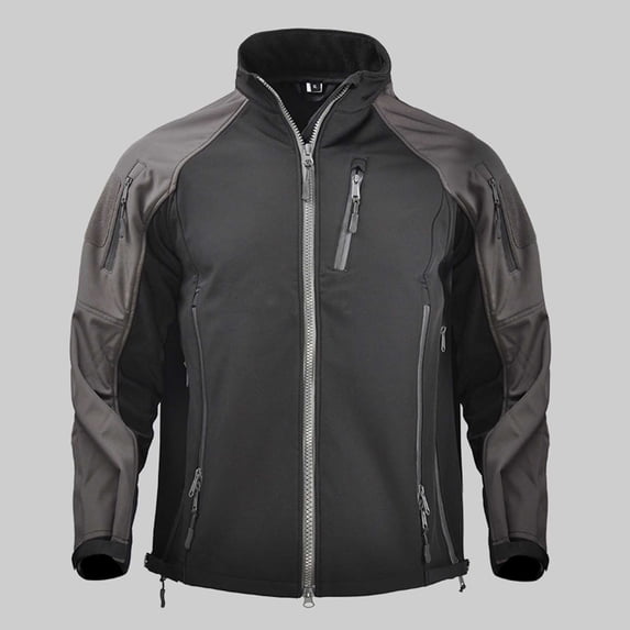 Puntoco Men Long Sleeve Shirt Men Casual Faddish Patchwork Zipper Long Sleeves Outwear Sports Jacket Black M(M)