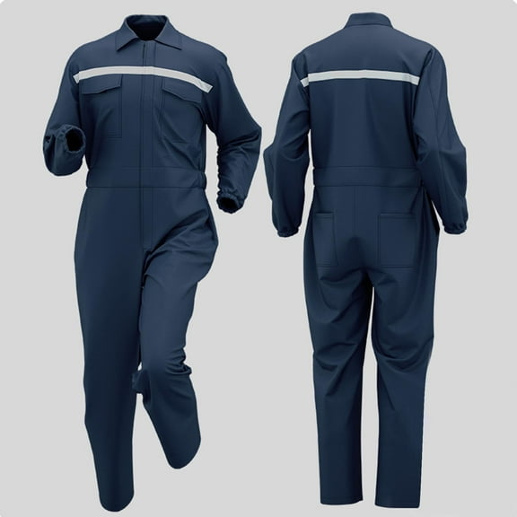 Puntoco Men Long Sleeve Shirt Men's Long Sleeve Coverall Action Back Coverall with Zipper Pockets, Mechanic Uniform Dark Blue S(S)