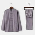 thumbnail image 1 of Puntoco Men Long Sleeve Shirt Men's Outfits 2 Piece Casual Tracksuits Long Sleeve Button Down Shirt and Pant Sets for Men Set Gray XXXL(XXXL), 1 of 3