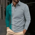 thumbnail image 1 of Puntoco Men Long Sleeve Shirt Men's Polo Shirts Casual Long Sleeve Golf Shirts Color Block Cotton Tops Mint Green XXXL(XXXL), 1 of 5