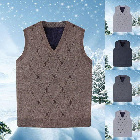 Puntoco Men Long Sleeve Shirt Mens V-Neck Knitted Sweater Sleeveless Pullover Knitwear Vest Solid Plain Loose Fit All Match Sweater Tops Navy XL(XL)