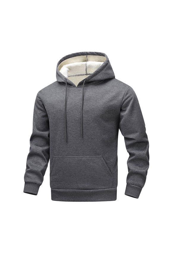 Men'S Hoodie Sweatshirts Solid Color Long Sleeves Hooded Pullover Casual Fashion Winter Warm Blouse Winter Clothing for Men Dark Gray S(S)