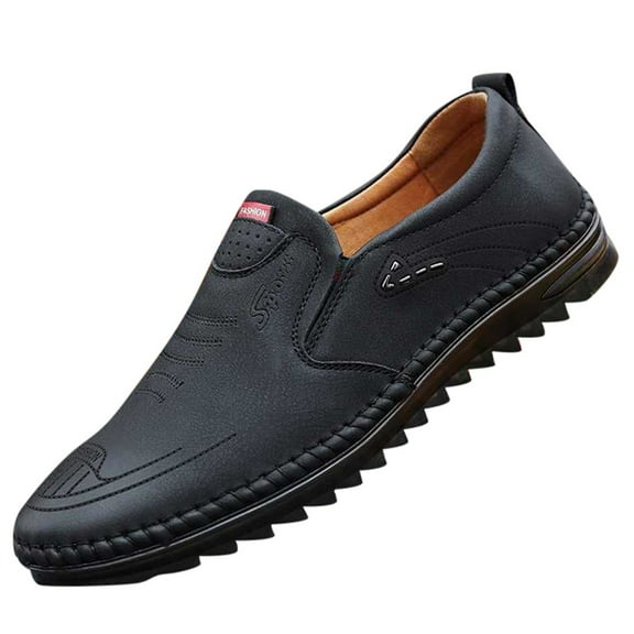 Puntoco Men Shoes Clearance,Men Driving Shoes Soft Leather Peas Shoes Flat Non-Slip Business Shoes Black