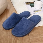 Puntoco Men Shoes Clearance,Men Warm Home Plush Soft Slippers Indoors&nbsp;Anti-Slip Winter Floor Bedroom Shoes Navy