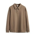 thumbnail image 1 of Puntoco Men's Casual Polo Shirts Classic Button Basic Long Sleeve Shirt Solid Color Cotton Tees Stylish Tops Winter Clothing for Men Coffee XL(XL), 1 of 5