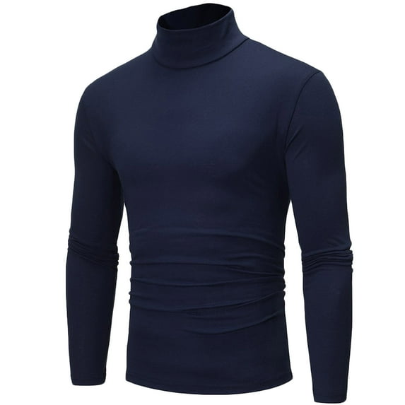 Puntoco Men's Casual Slim Fit Basic Tops Knitted Lightweight Turtleneck Pullover Sweater Winter Clothing for Men Navy 10(XL)