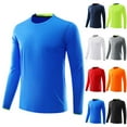 thumbnail image 1 of Puntoco Men's Casual Sports Long Sleeved Shirt Breathable Quick Drying Round Neck Fitness Training Top Winter Clothing for Men White XL(XL), 1 of 6