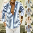 thumbnail image 1 of Puntoco Men's Casual Stylish Striped Shirt Long Sleeve Button Down Shirt Regular Fit Dress Shirt Yellow 8(XL), 1 of 8
