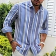 thumbnail image 1 of Puntoco Men's Casual Stylish Striped Shirt Long Sleeve Button Down Shirt Regular Fit Dress Shirt with Pocket Blue XL(XL), 1 of 4