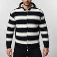 thumbnail image 1 of Puntoco Men's Full Zip Hoodie Winter Striped Knitted Long Sleeve Cardigan Sweater Slim Fit Hooded Sweatshirt Pockets Coats for Men Black XXL(XXL), 1 of 7