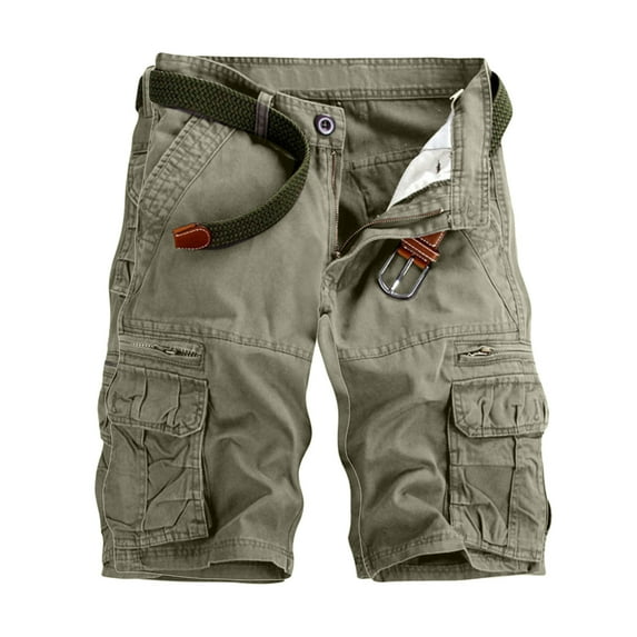 Puntoco Men's Hiking Cargo Shorts Clearance Men's Casual Color Outdoors Pocket Beach Work Trouser Cargo Shorts Pant Gray 40