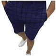 thumbnail image 1 of Puntoco Men's Hiking Cargo Shorts Clearance Men's Plaid Casual Five-point Pants Suit Shorts Have Pockets Button Pants Dark Blue 6(M), 1 of 6