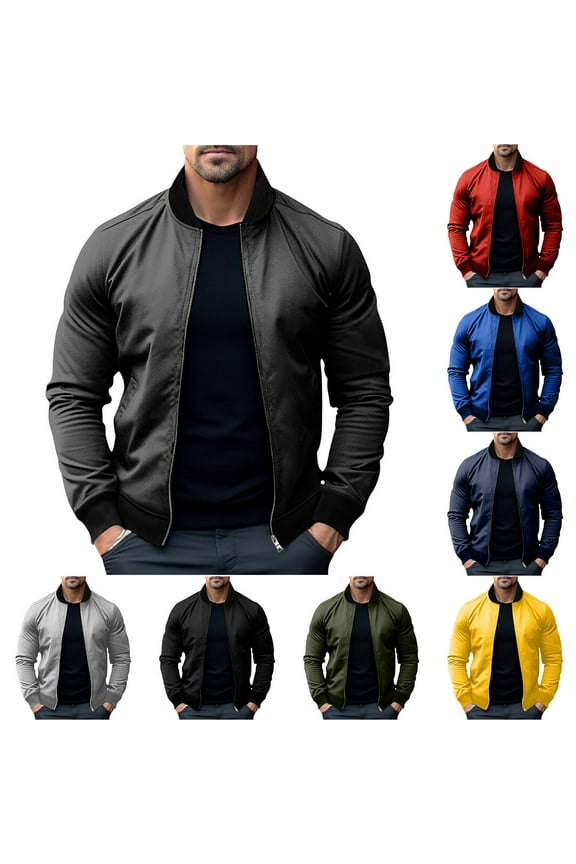 Men's Jacket Lightweight Casual Spring Fall Windbreaker Zip Up Coat with Pocket Coats for Men Yellow 10(XL)