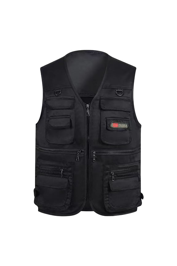 Men's Lightweight Casual Vest Outdoor Work Fishing Zipper Travel Vest Black 10(XXL)