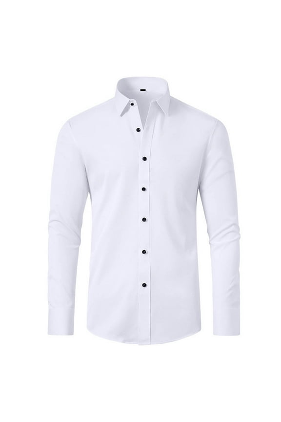 Men's Oxford Shirt Solid Casual Button Down Collar Shirts Long Sleeve Dress Shirts with Pocket White 16(XXXL)