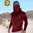 thumbnail image 1 of Puntoco Men's Performance Fishing Hoodie Shirt - UPF 50+ Sun Protection Long Sleeve Thumbholes Shirts with Neck Gaiter Wine XXL(XXL), 1 of 3