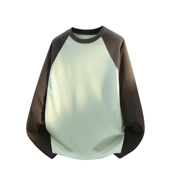 Puntoco Men's Round Neck Color Blocked Oversized Pullover Hoodie Solid Color Casual Loose Hoodie Winter Clothing for Men Green XXXL(XXXL)