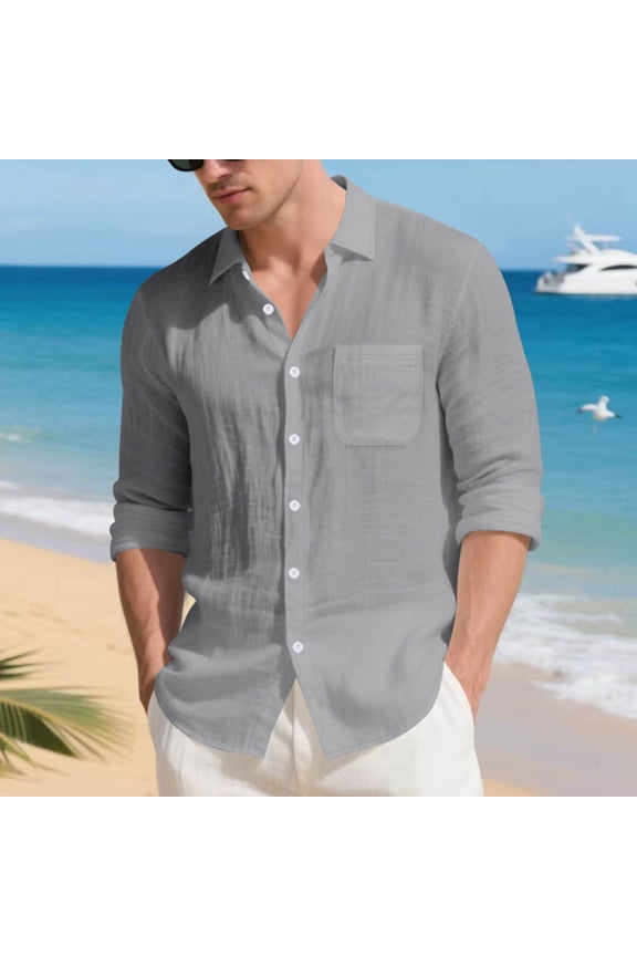 Men's Shirt Jacket Long Sleeve Lightweight Jacket Button-Up Casual Shacket with Flap Pockets Gray XXXL(XXXL)