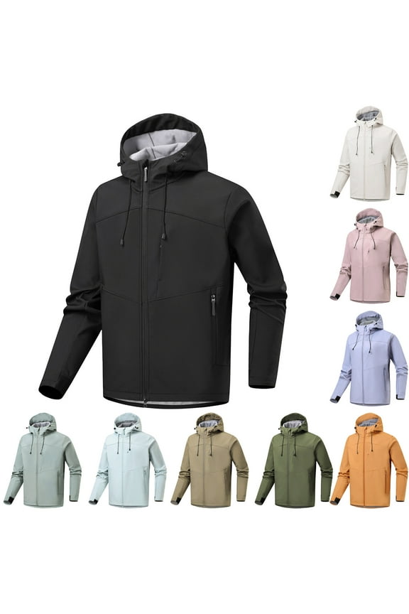 Men's Solid Zip Up Drawstring Pocket Hooded Jacket,Regular Fit Casual Long Sleeve Outerwear Yellow XL(XL)