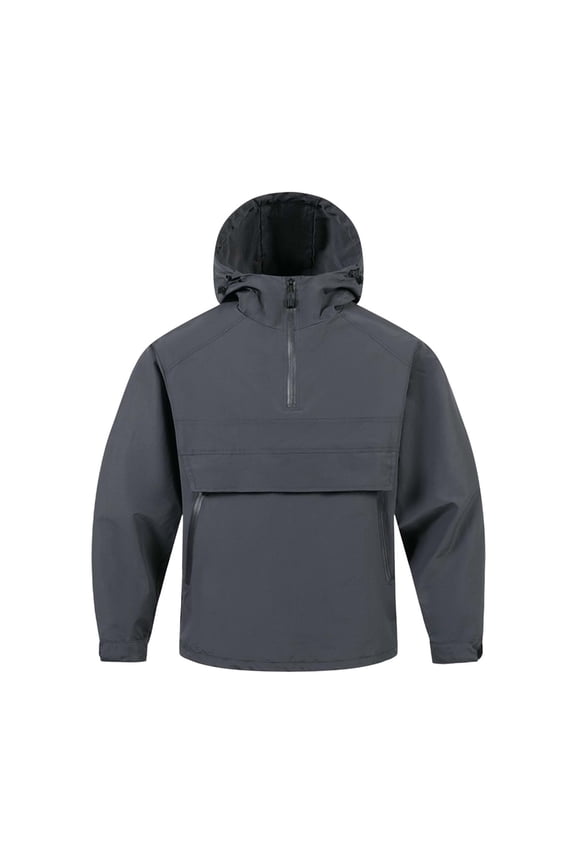 Men's Spring and Autumn pullover jacket with casual patchwork hooded drawstring jacket Gray XXL(XXL)