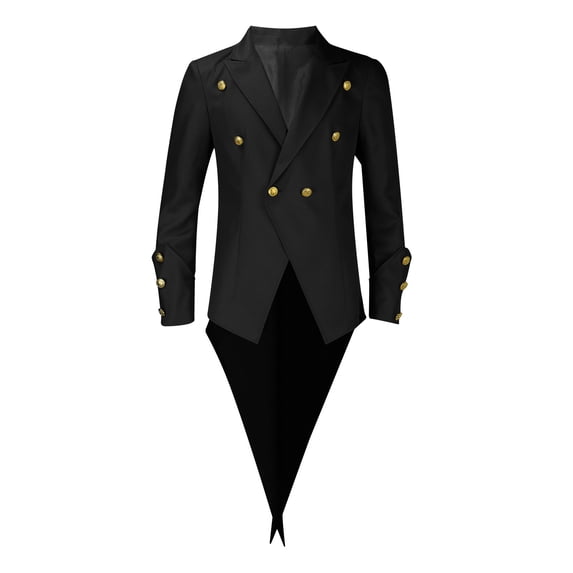 Puntoco Men‘s Steampunk Vintage Jacket Gothic Victorian Frock Coat Uniform Black 14(XXL)