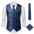 thumbnail image 1 of Puntoco Men's Suit Vests, Mens Vests Dress Waistcoat for Suit or Tuxedo, Business formal Paisley Floral Vest for Men +Tie Set, 1 of 4