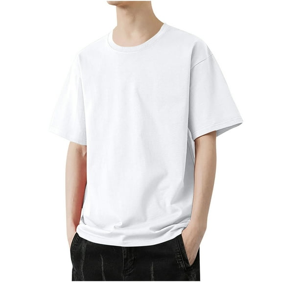 Puntoco Men's Summer Thin Breathable Loose Half Sleeved T-shirt White 10(XL)