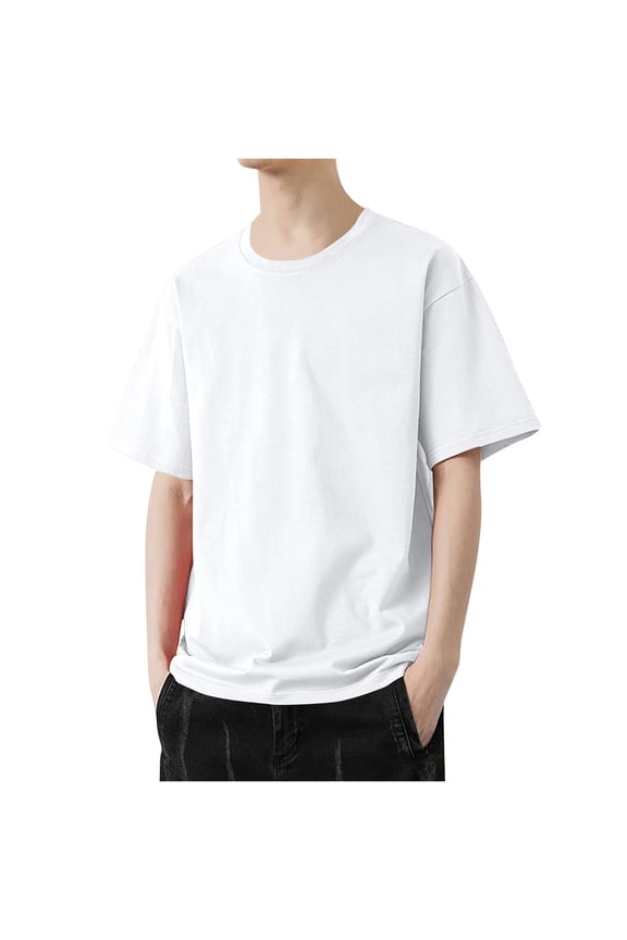 Men's Summer Thin Breathable Loose Half Sleeved T-shirt White 10(XL)