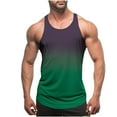 thumbnail image 1 of Puntoco Men's Tank Colorless Gradient Printing Round Neck Thin Strap Leakage Back Regular Casual Sports Tank Blouses Green-R 6(L), 1 of 4