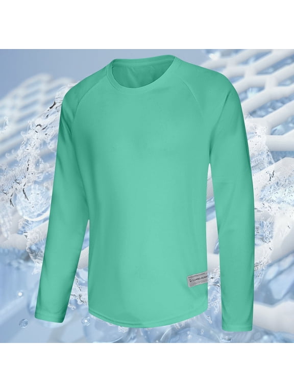 Men's UPF 50+ Sun Shirts Long Sleeve Lightweight UV Protection SPF Shirts Rash Guard Swim T-Shirts Green 6(M)
